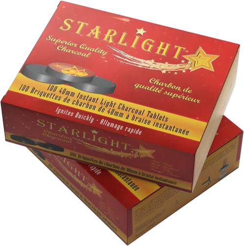 Starlight Charcoal Tablets – 40mm Quick-Lighting Discs for Incense, Bakhoor & Hookah
