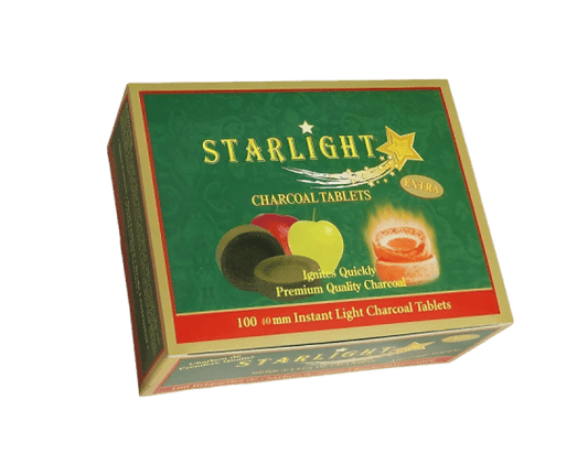 Starlight Apple 40mm Tree Flavor Charcoal Box of 100 Quick - Lighting Discs for Incense, Bakhoor & Hookah - STARLIGHT CHARBON CHARCOAL