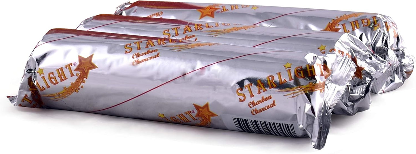 Starlight Flavored Instant Hookah Coals - 100 Charcoals Per Box, 10 Rolls of 10 Tablets Each Roll, 100 Quick Light Charcoal Briquettes, Easy Lighting, Size 33mm- Pick Your Flavor (Orange)