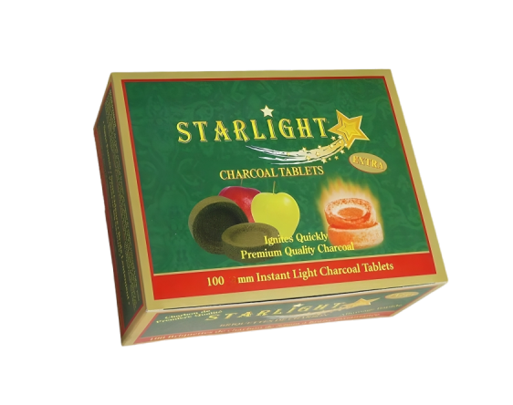 Starlight Apple 33mm Tree Flavor Charcoal Box of 100 Quick-Lighting Discs for Incense, Bakhoor & Hookah