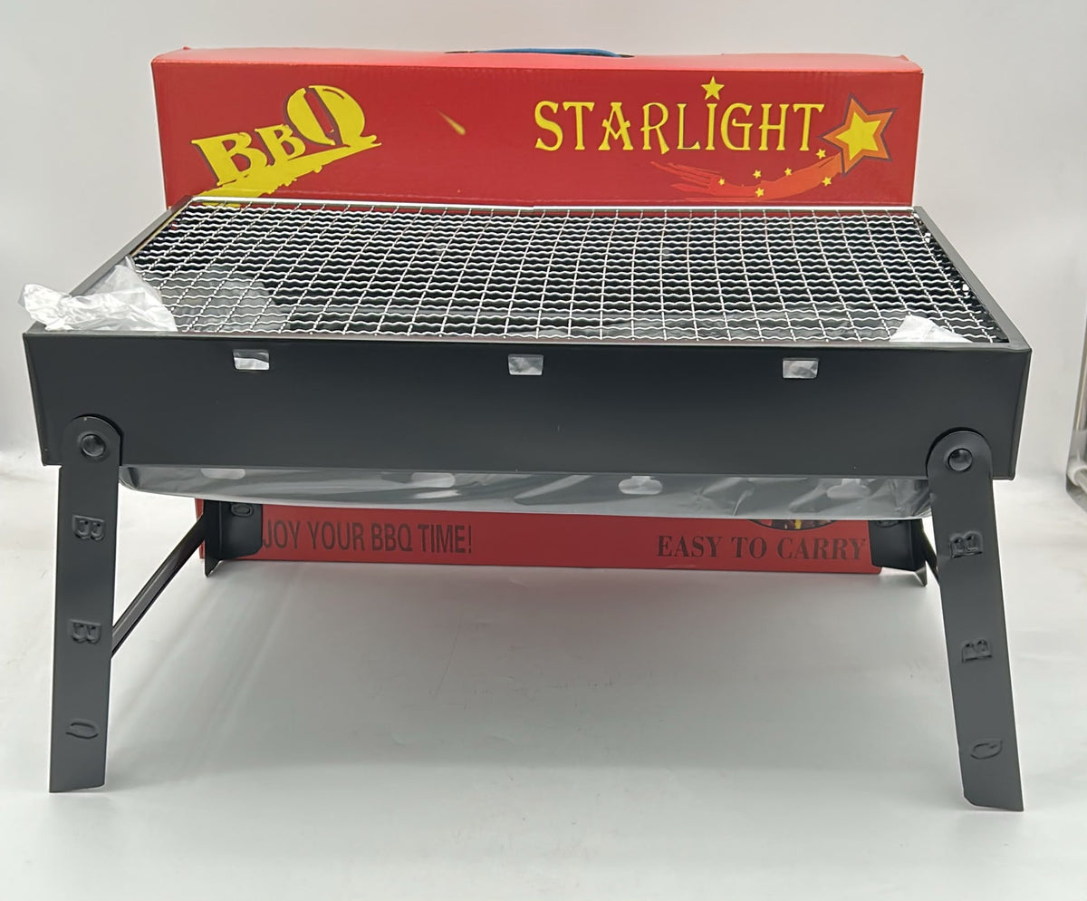 Starlight Portable Charcoal BBQ Grill, Foldable Metal Barbecue Grill with Wire Cooking Grate, Lightweight Outdoor Grill for Camping, Picnics and Backyard Cooking - STARLIGHT CHARBON CHARCOAL