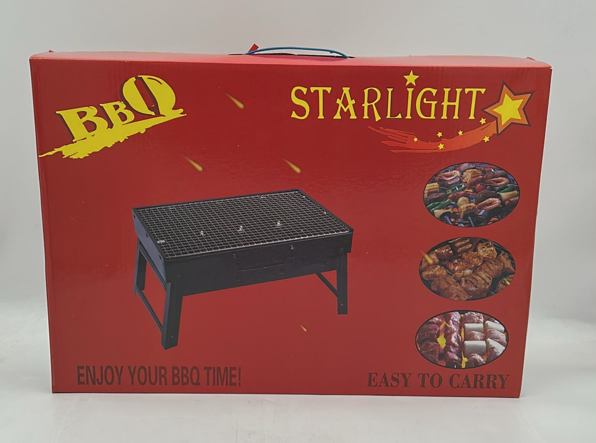 Starlight Portable Charcoal BBQ Grill, Foldable Metal Barbecue Grill with Wire Cooking Grate, Lightweight Outdoor Grill for Camping, Picnics and Backyard Cooking - STARLIGHT CHARBON CHARCOAL